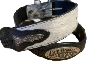 Jack Daniel's black leather logo Horse hair western belt