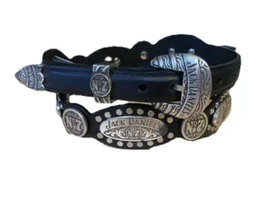 Jack Daniel Old No.7 Studded Black Leather Belt for women