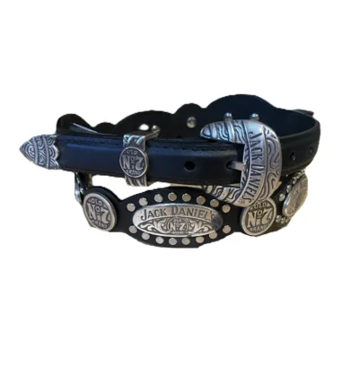 Jack Daniel Old No.7 Studded Black Leather Belt for women