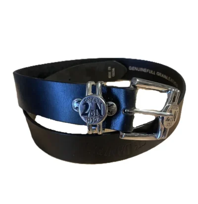 Jack daniels black leather logo belt with silver buckle