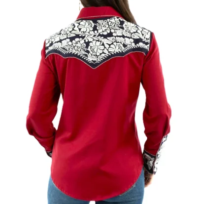 Women's Scully Pearl Snap Red White and blue embroidered patriotic western shirt