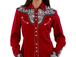 Women's Scully Pearl Snap Red White and blue embroidered patriotic western shirt