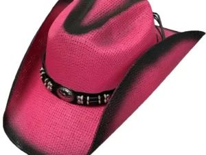 Kids Neon Pink and Black cowboy hat twisted straw Two Tone country western hat