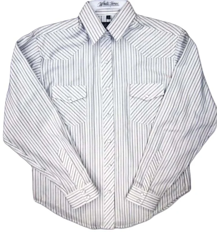 women's striped pearl snap western shirt