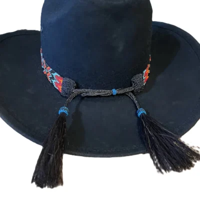 Orange Black & Turquoise Aztec Beaded Horse Hair Tassel Cowboy Hat Band 