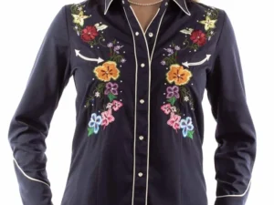 Scully womens Floral embroidered rhinestone Western Shirt