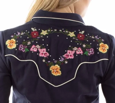 Scully womens Floral embroidered rhinestone Western Shirt