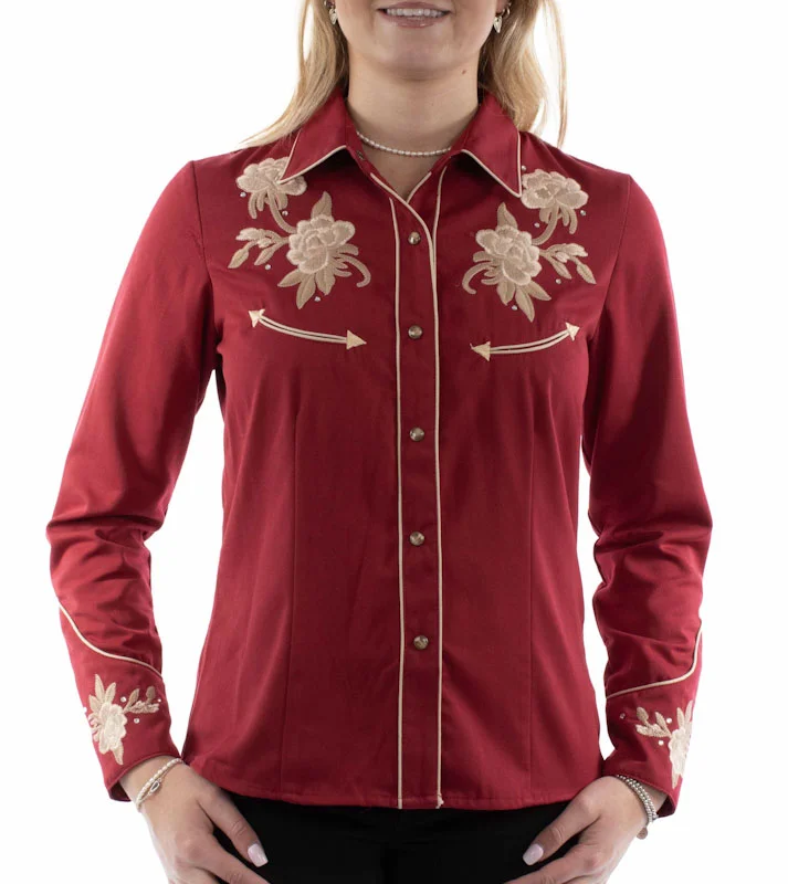 Scully womens Floral embroidered rhinestone Western Shirt