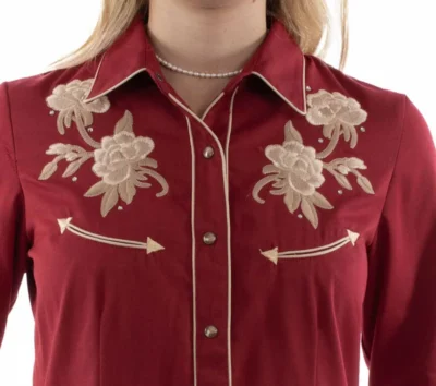 Scully womens Floral embroidered rhinestone Western Shirt