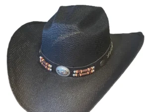 Kids black straw cowboy hat