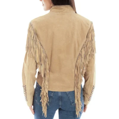 women's suede native bone fringe western jacket