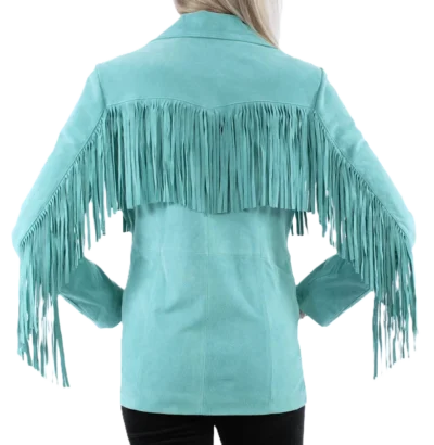 Womens Suede Full Fringe Western Jacket