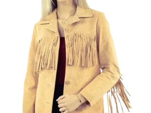 Womens Suede Full Fringe Western Jacket