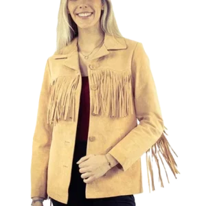 Womens Suede Full Fringe Western Jacket