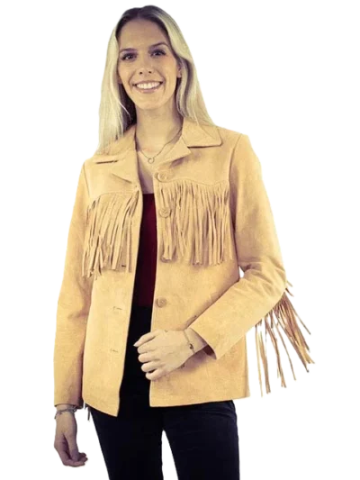 Womens Suede Full Fringe Western Jacket
