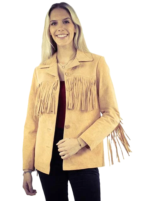 Womens Suede Full Fringe Western Jacket