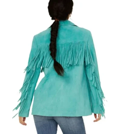 Womens Suede Full Fringe Western Jacket