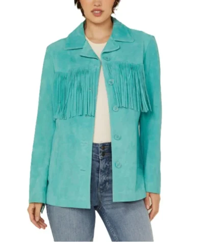 Womens Suede Full Fringe Western Jacket