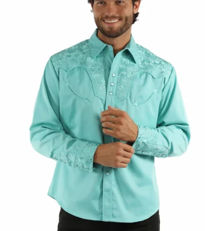 Men's Scully Gunfighter Embroidered Western Shirt.