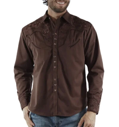 men's floral embroidered western shirts