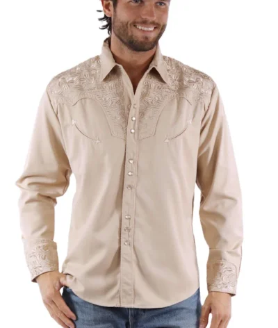 men's floral embroidered western shirts