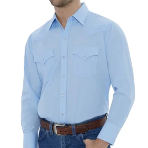 Mens light blue long sleeve western shirt