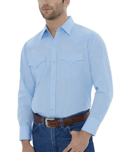 Mens light blue long sleeve western shirt