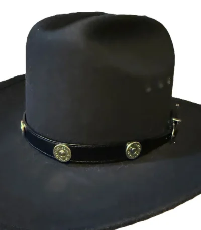 black leather shotgun shell cowboy hat band