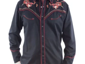 Men's fiddle embroidered western pearl snap shirt