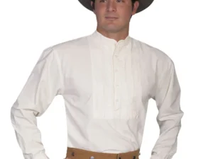 men's ivory insert bib banded collar shirt