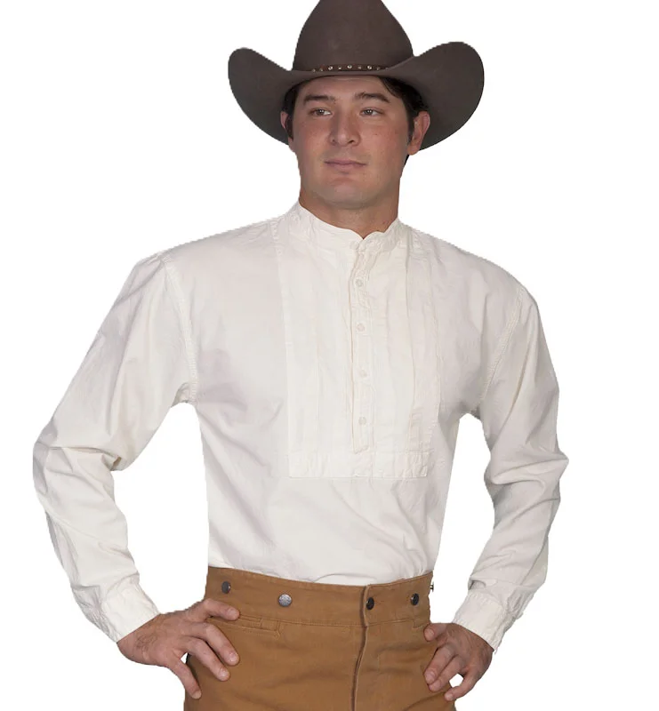 men's ivory insert bib banded collar shirt