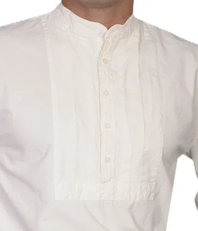 men's ivory insert bib banded collar shirt