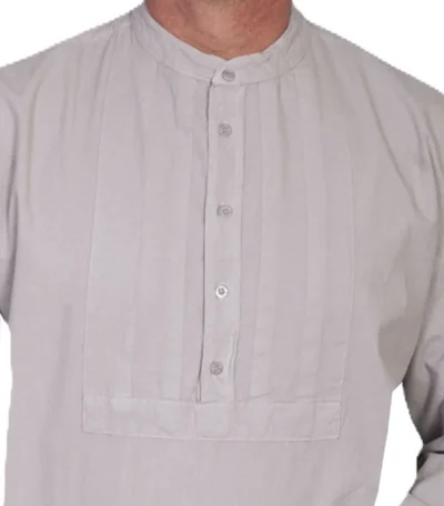 men's grey insert bib banded collar shirt