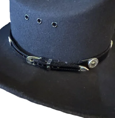 black leather shotgun shell cowboy hat band