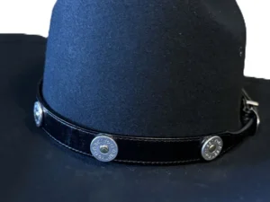 black leather shotgun shell cowboy hat band