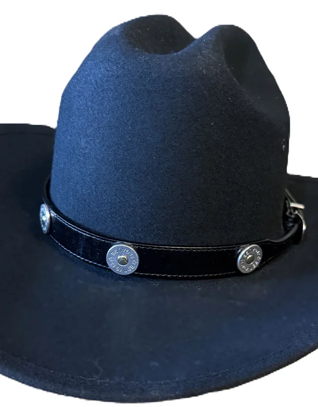 black leather shotgun shell cowboy hat band