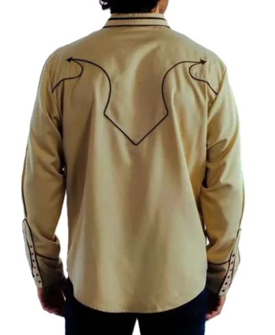 Mens retro piped pearl snap western shirt