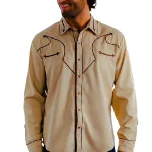 Mens retro piped pearl snap western shirt