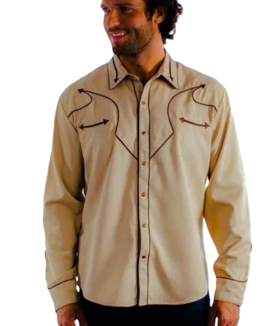 Mens retro piped pearl snap western shirt