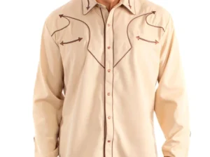 Mens retro piped pearl snap western shirt