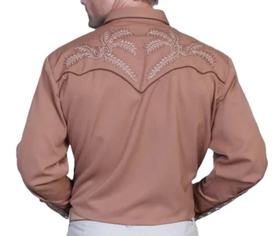 Men’s Boot Stitch Brown embroidered Western Shirt