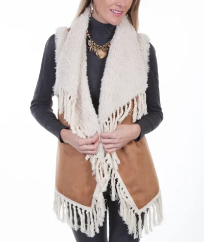 Women's Knotted Fringe Faux Suede vest