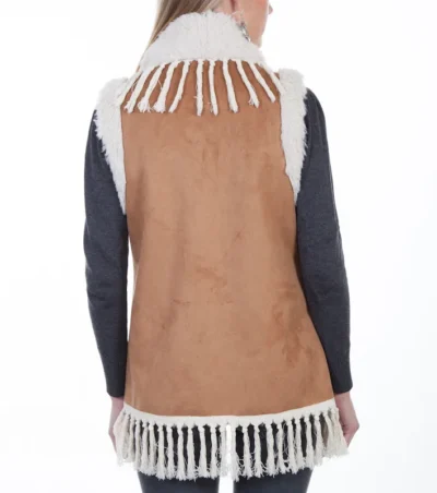 Women's Knotted Fringe Faux Suede vest