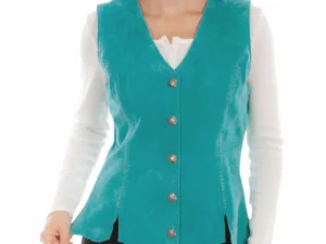 women's suede whipstitch western snap front vest