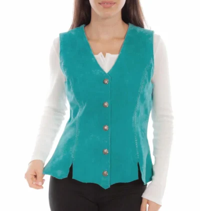 women's suede whipstitch western snap front vest