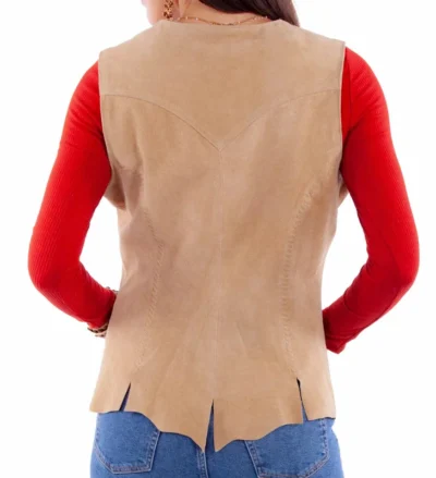 women's suede whipstitch western snap front vest