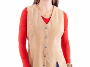 women's suede whipstitch western snap front vest