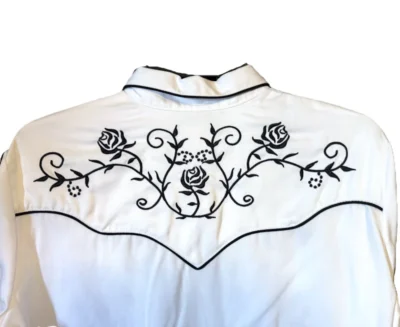 women's black rose white western shirt