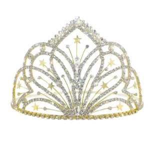 Gold Cowboy hat crown rhinestone tiara for hats