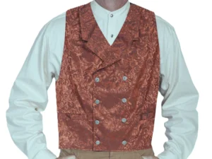 Scully Mens USA Made Rust Paisley Double Breasted Silk Vest